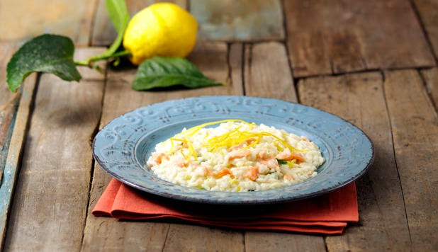 Risotto al limone con ricotta di bufala e Salmone ...